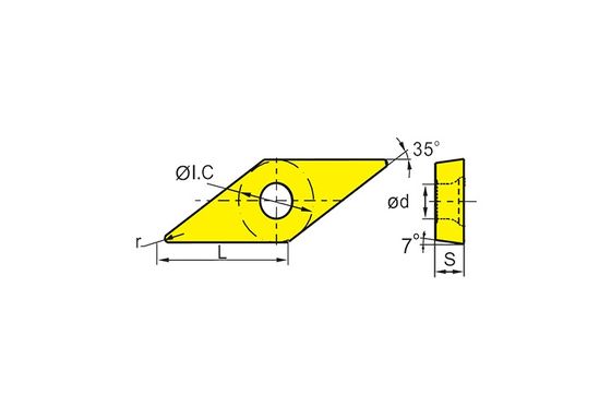 উচ্চ তাপমাত্রা খাদ কাটার জন্য 35° কোণ V এবং 7° কোণ C সঙ্গে যথার্থ ডিজাইন VCMT CNC সন্নিবেশ