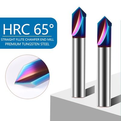 65° 2-ফ্লুট চ্যামফারিং টুল, স্টেইনলেস স্টিলের জন্য 90° অ্যাঙ্গেল টাংস্টেন কার্বাইড মিলিং কাটার