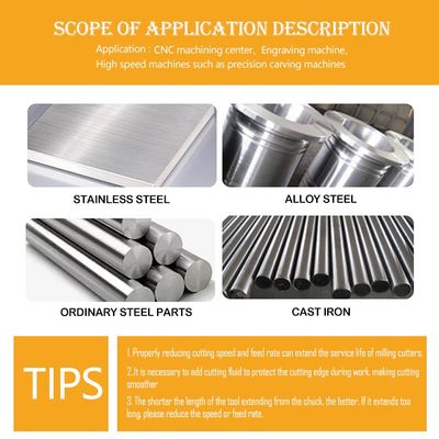 70° কঠোরতা HRC 4-ফ্লুট টংস্টেন কার্বাইড শেষ মিল Alnovz3 লেপ সঙ্গে স্টেইনলেস স্টীল সিএনসি ফ্রিজিং কাটার জন্য বিশেষ