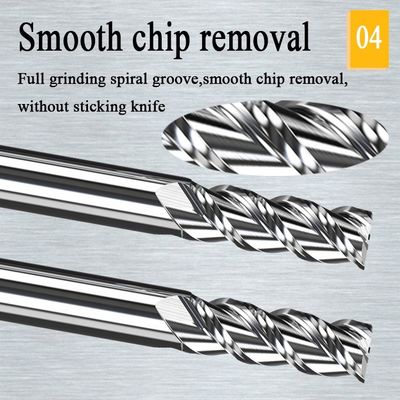 1mm CNC টাংস্টেন কার্বাইড এন্ড মিল Hrc55 অ্যালুমিনিয়াম এন্ড মিল মিলস কাট টুল