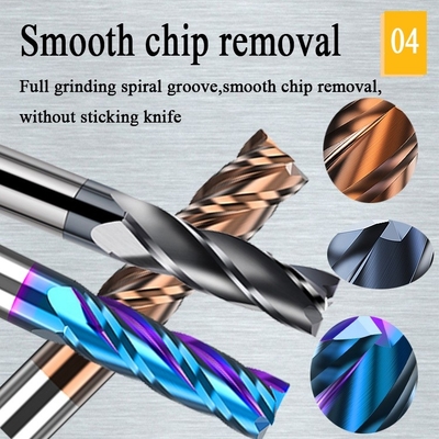 Hrc55 কার্বাইড সলিড 1/4&quot; 2 4 বাঁশি রফিং ফ্ল্যাট স্কয়ার এন্ড মিল কাটিং টুল বিট