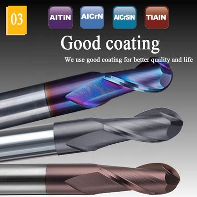 সিএনসি টংস্টেন কার্বাইড এন্ড মিল 2 মিমি 12 মিমি 6 মিমি 200 মিমি 6 বলনোজ বল নাক মিলিং কাটার