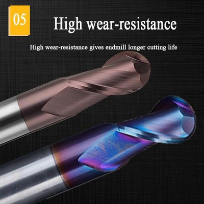 সিএনসি টংস্টেন কার্বাইড এন্ড মিল 2 মিমি 12 মিমি 6 মিমি 200 মিমি 6 বলনোজ বল নাক মিলিং কাটার